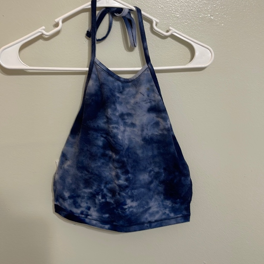 Tye dye cropped halter tank top